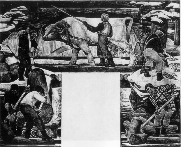 Early Logging at Koochiching Falls by Lucia Wiley